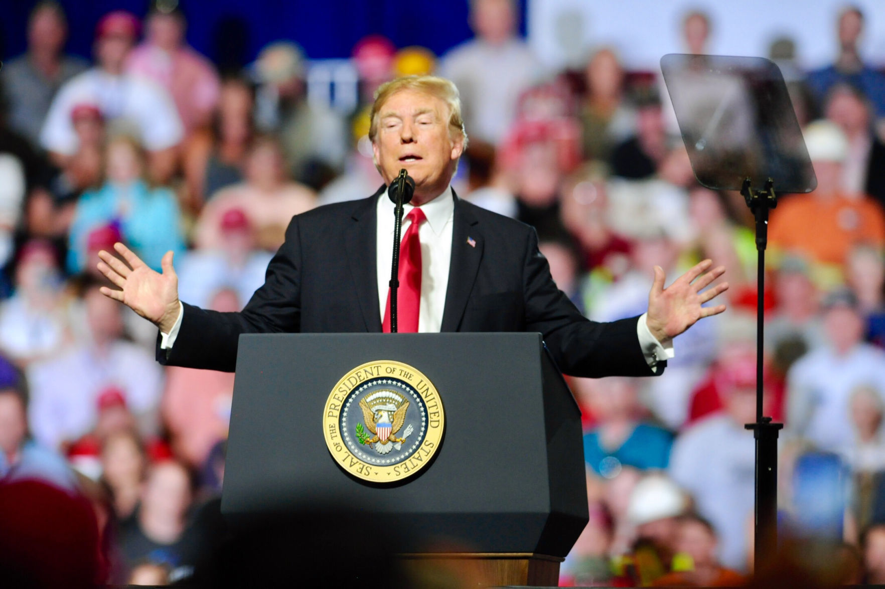 President Donald Trump speaks in Great Falls